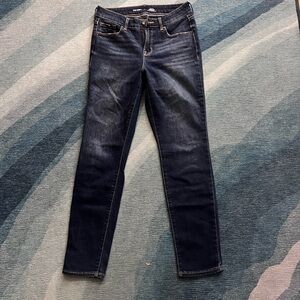 Old Navy Dark Blue Women's High Rise Power Straight Jeans